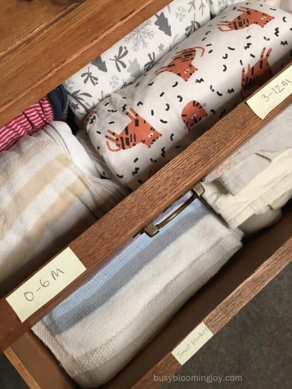 it'a good nursery drawer organisation idea to label everything!