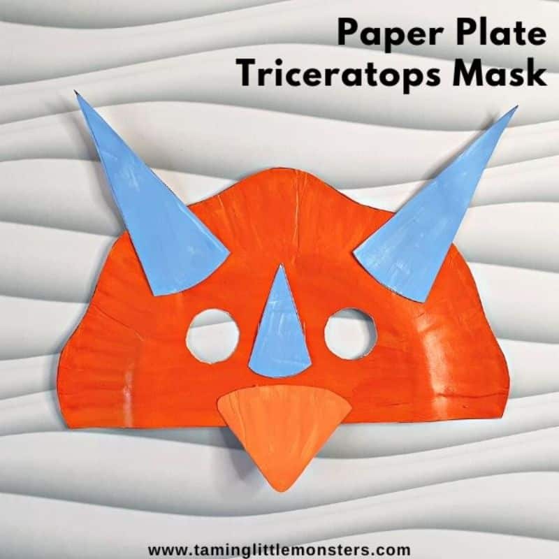 dinosaur themed paper plate mask