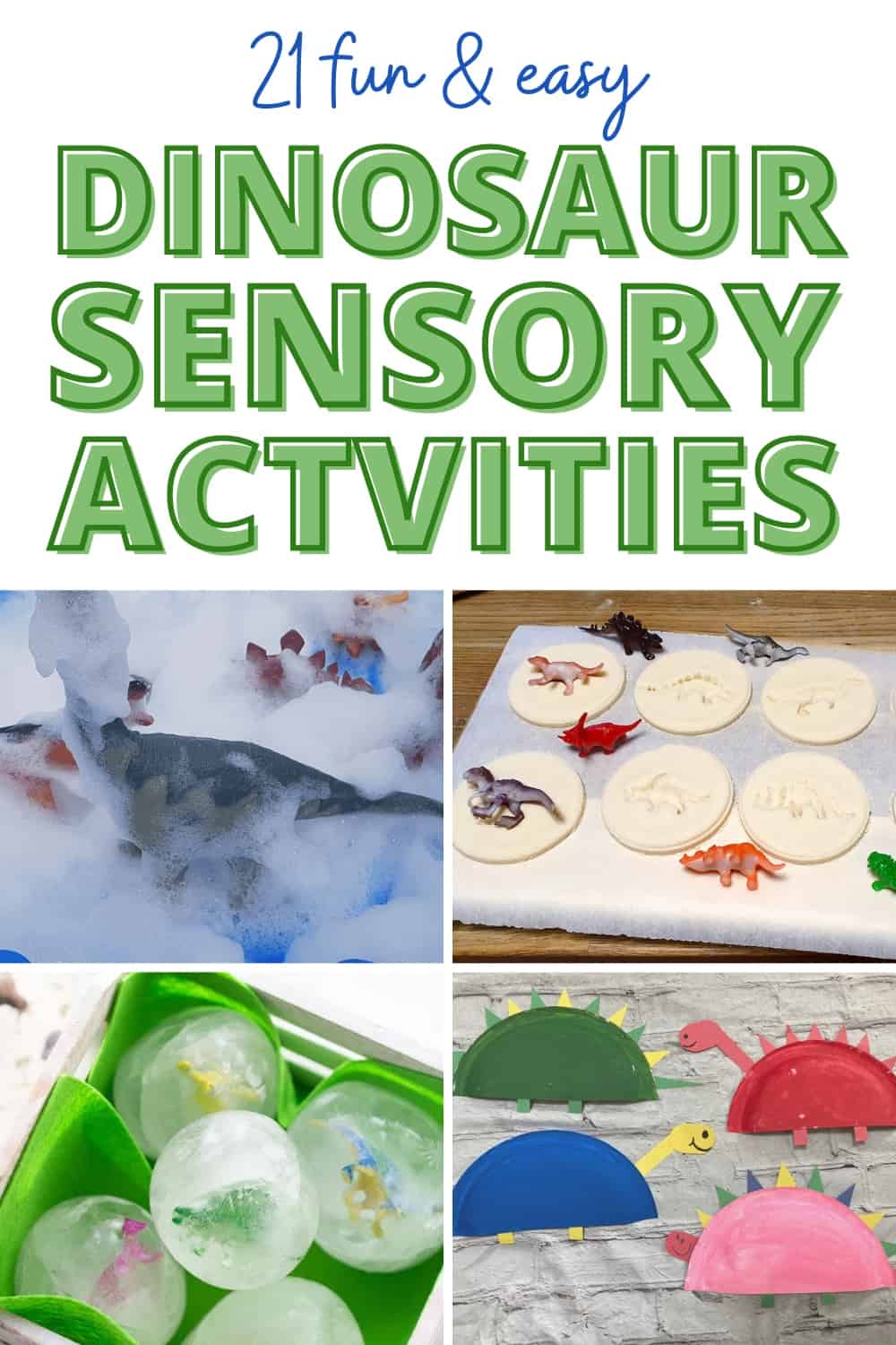 feature image for dinosaur sensory activities and bin ideas