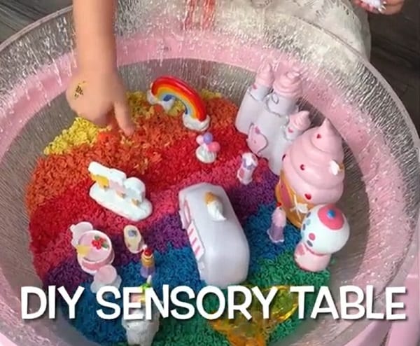 DIY sensory table using bowls