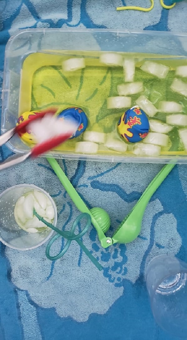 Lemonade and Ice sensory play for babies and toddlers