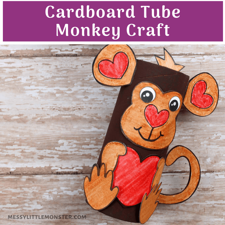 Cardboard Tube Monkey Craft for Valentine's day