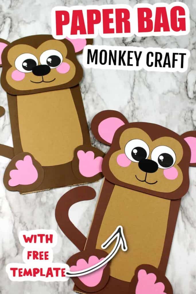 paper bag monkey puppet craft for kids
