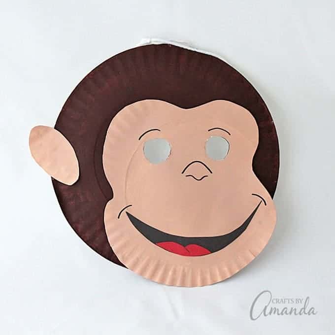 Curious George Paper Plate Mask for preschoolers