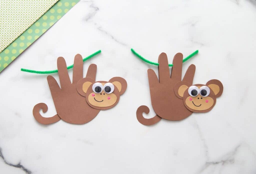 simple handprint hanging monkey craft
