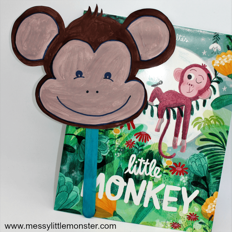 Little Monkey Inspired Monkey Mask Craft for preschoolers