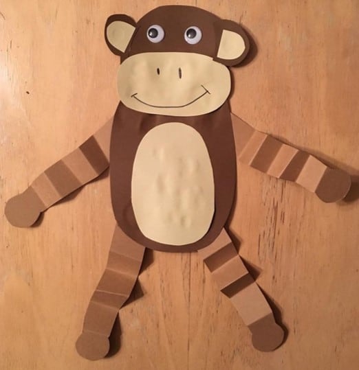 Accordion Monkey Arms and Legs arts and crafts for preschoolers