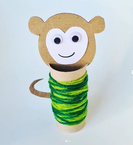 Yarn Wrapped Monkey Craft for 2 year olds