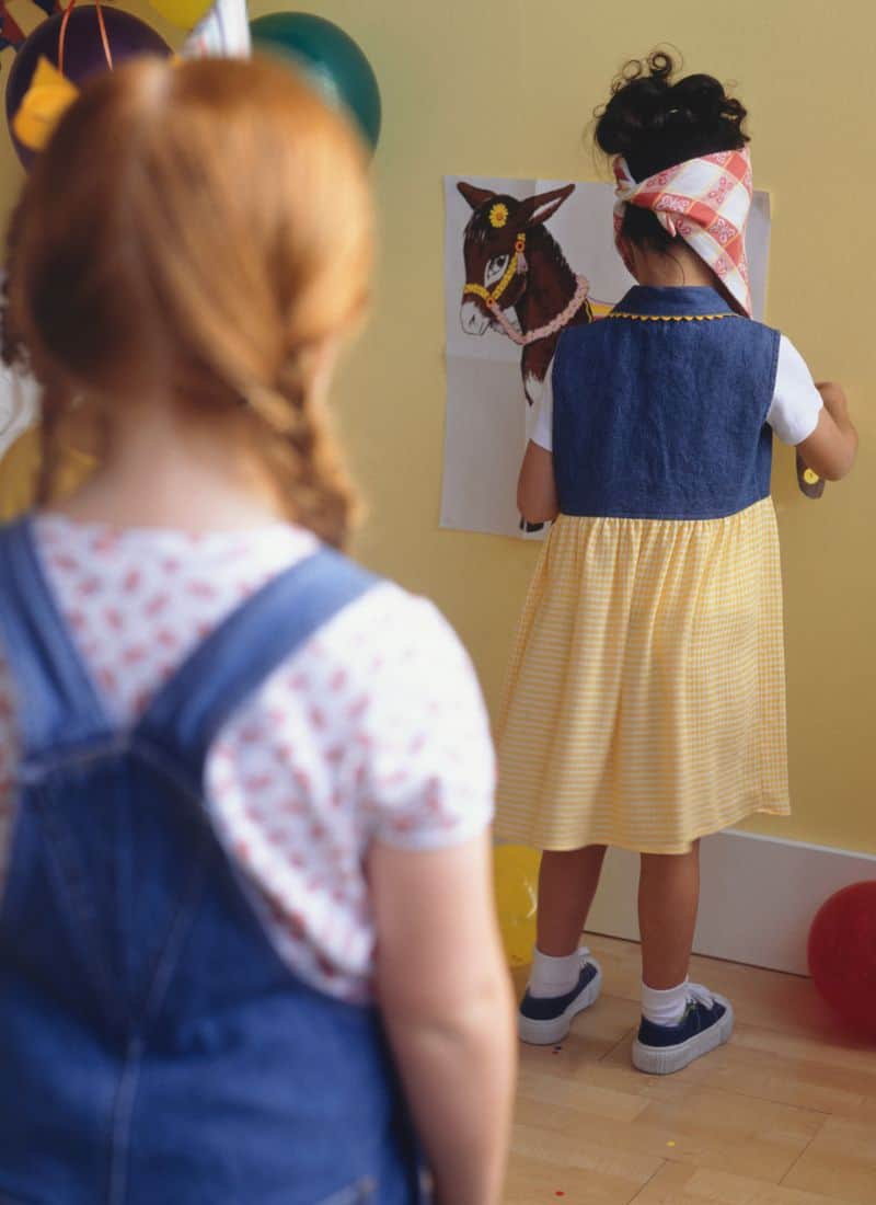 Pin-the-Tail on the Donkey indoor birthday party game