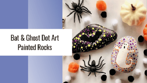 Dot Art Rock Painting Ideas for toddlers to make this Halloween 