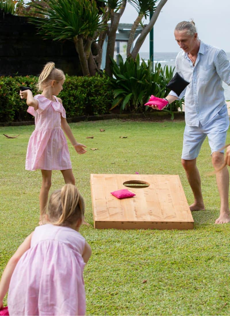 Bean bag toss for a kids party games outdoor