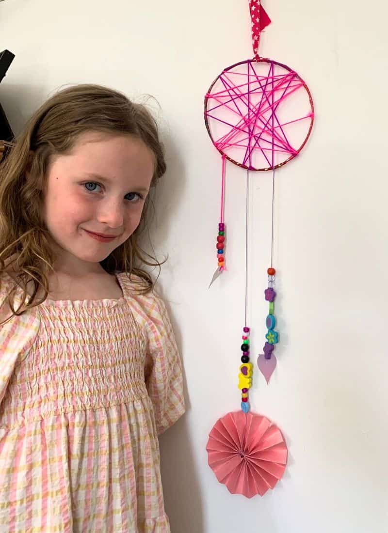 making DIY Dream Catchers for a fun birthday party activity