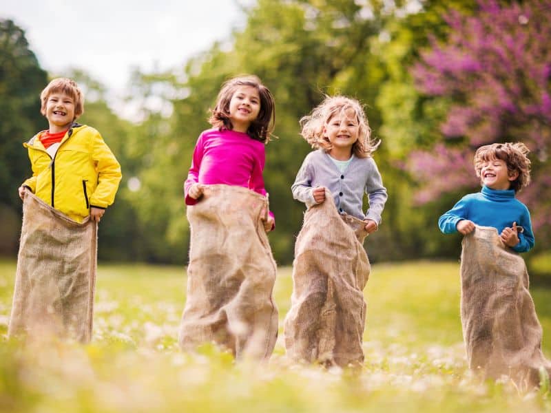 Sack Race outdoor birthday activity for kids