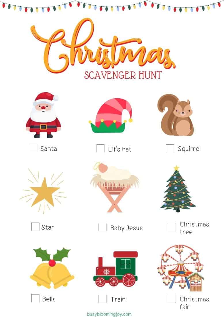 free christmas light scavenger hunt printable with pictures for toddlers no. 2