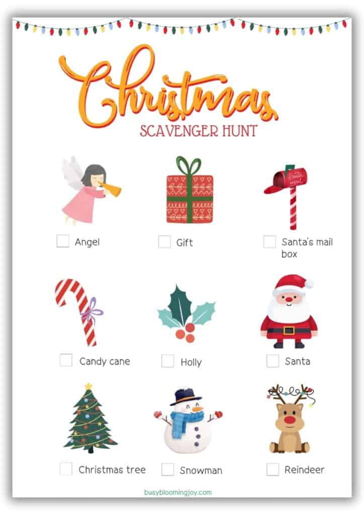 7 Free Christmas Light Scavenger Hunt Printable PDFs for Kids