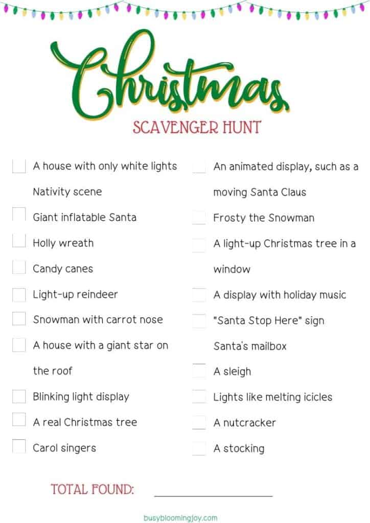 7 Free Christmas Light Scavenger Hunt Printable PDFs for Kids