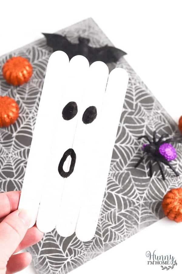 Popsicle Stick Ghost Halloween Craft for Kids
