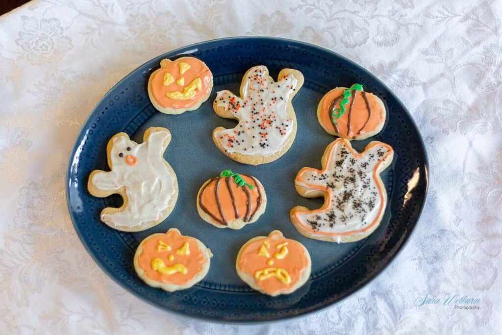 sugar cookies Halloween food art for toddlers