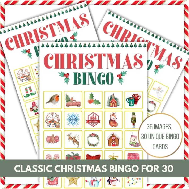 free christmas bingo printable cards for large groups of 30