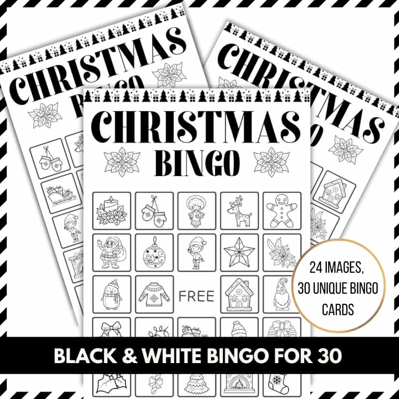 christmas bingo printable black and white