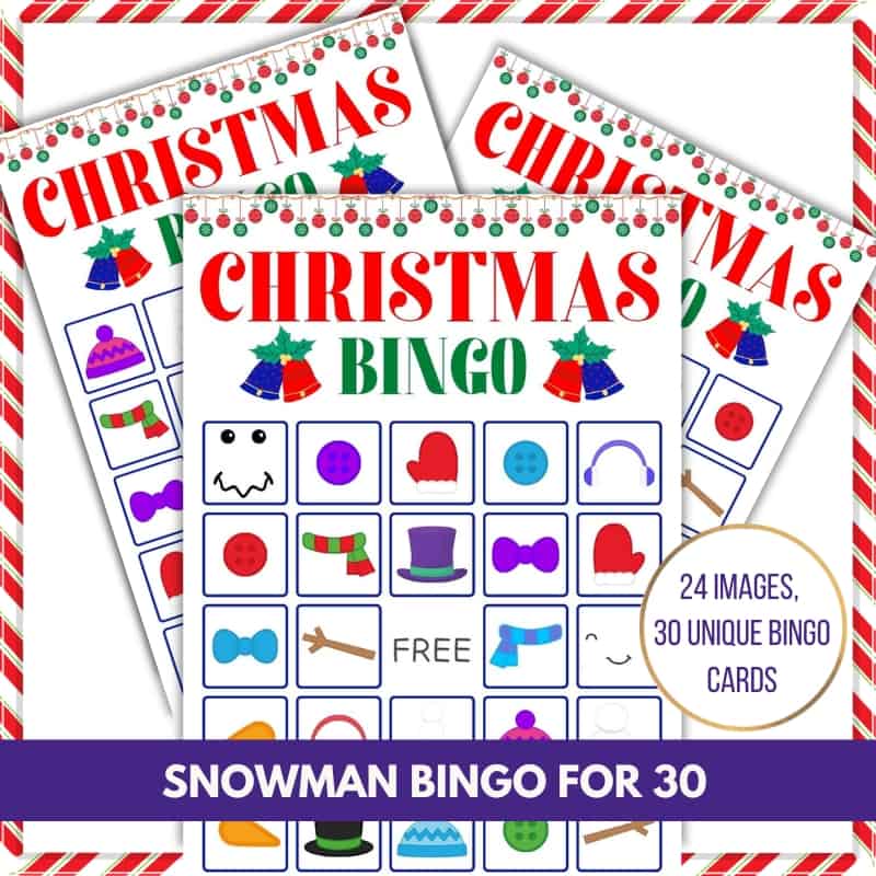 christmas bingo printable free pdf with snowman