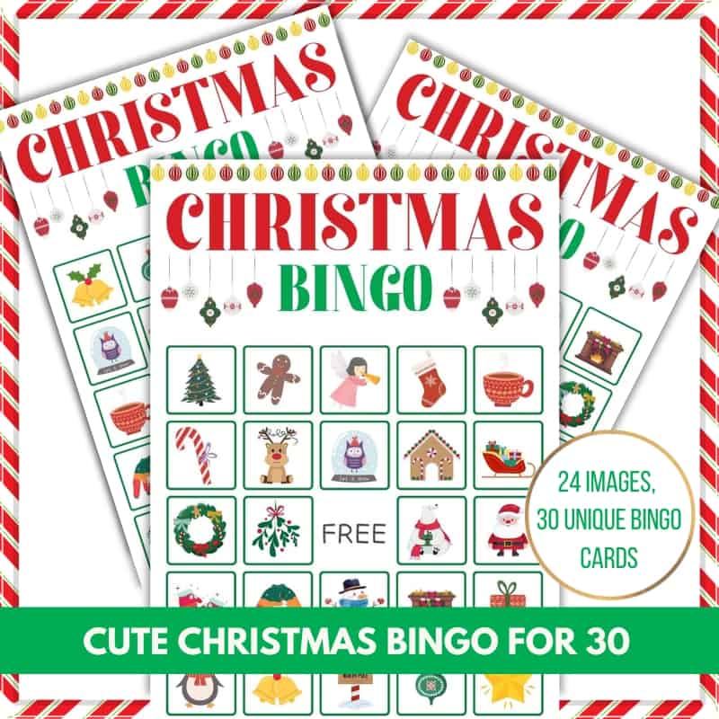 30 free printable christmas bingo cards with cute characters