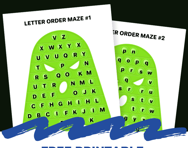 scary letter maze activity for kids
