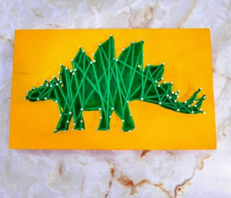 Dinosaur String Art craft for kids