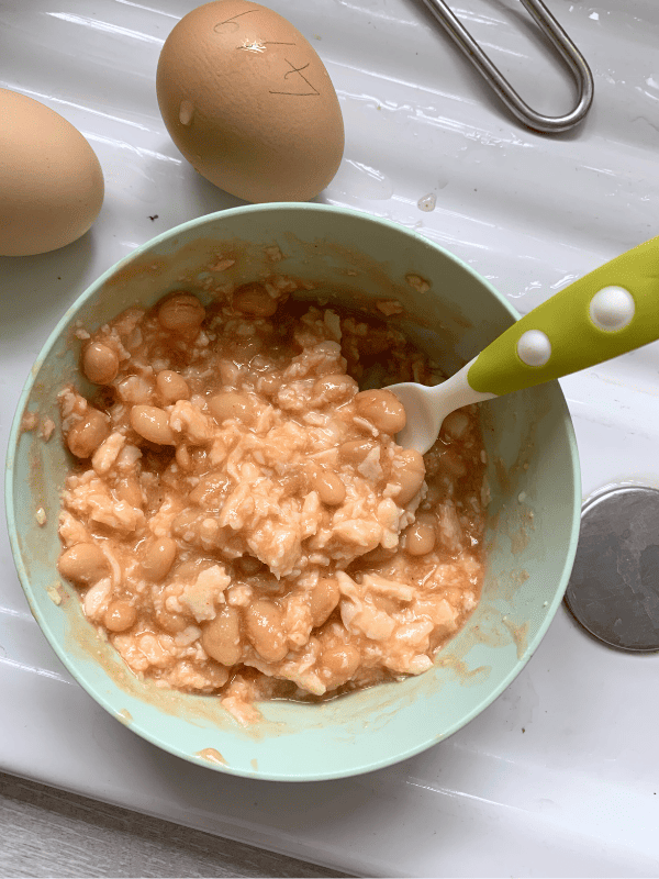 scrambled egg & beans for toddlers with no teeth