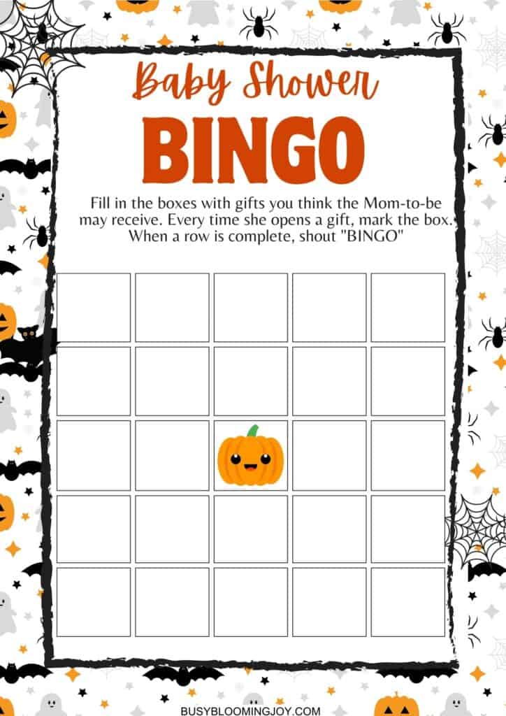free printable halloween baby shower bingo games