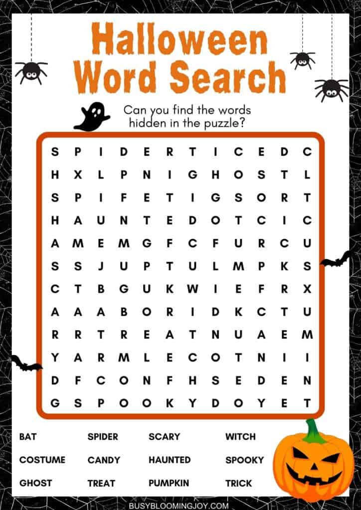 halloween word search games printable free
