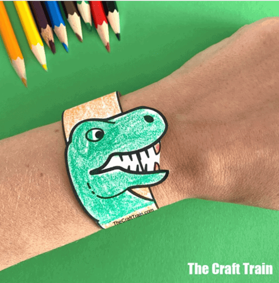Dinosaur Paper Bracelet craft kids can make