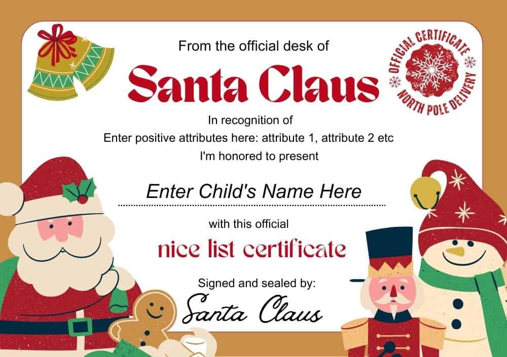 10 {Free & Editable} Santa's Nice List Certificate Printables