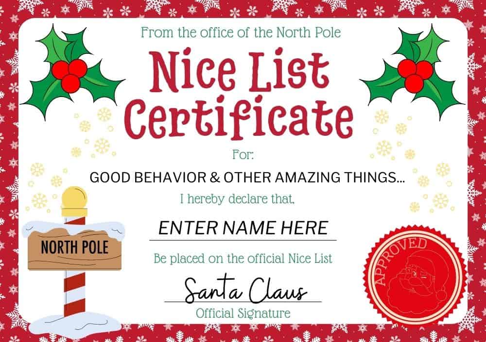 editable santa nice list for kids