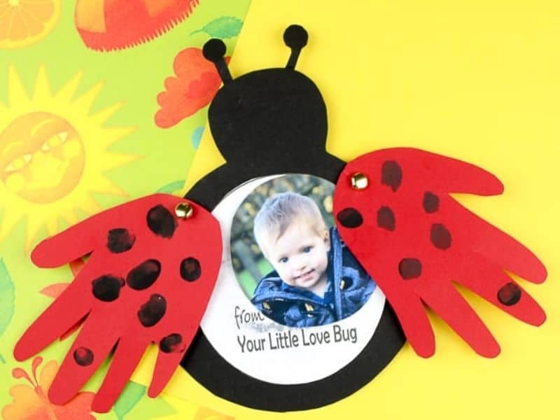 handprint lady bug card with image