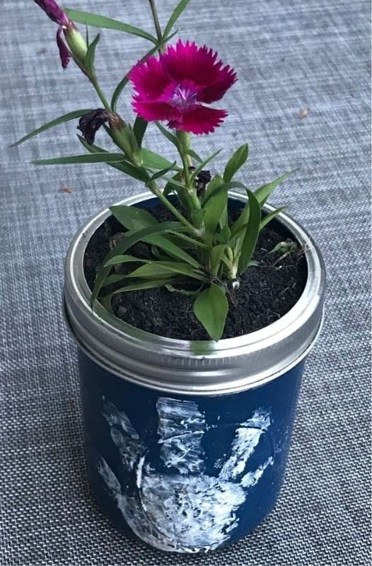 Mother's day handprint mason jar flower vase