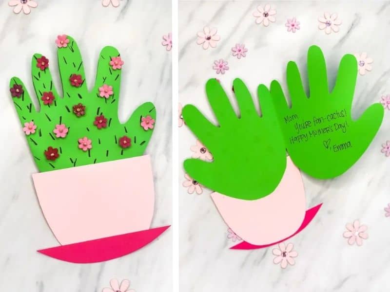 cute handprint cactus card for Mother's Day