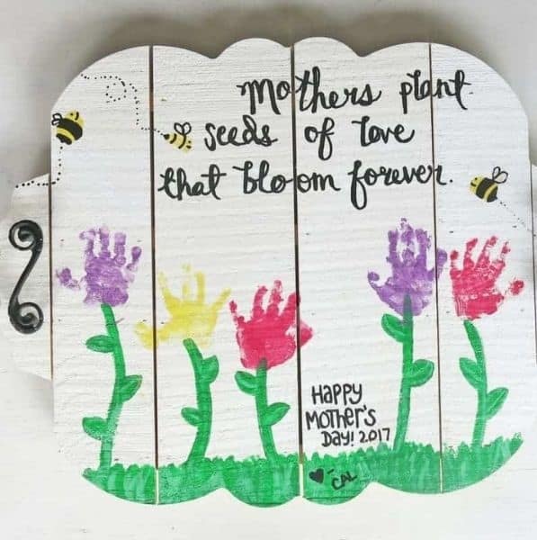 mothers day crafts handprint flower serving tray