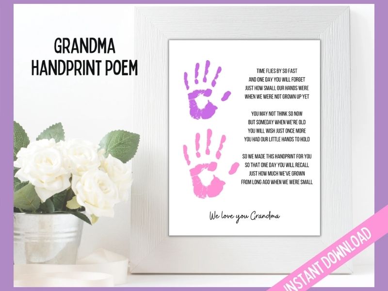 Free printable Handprint Poem for Grandma