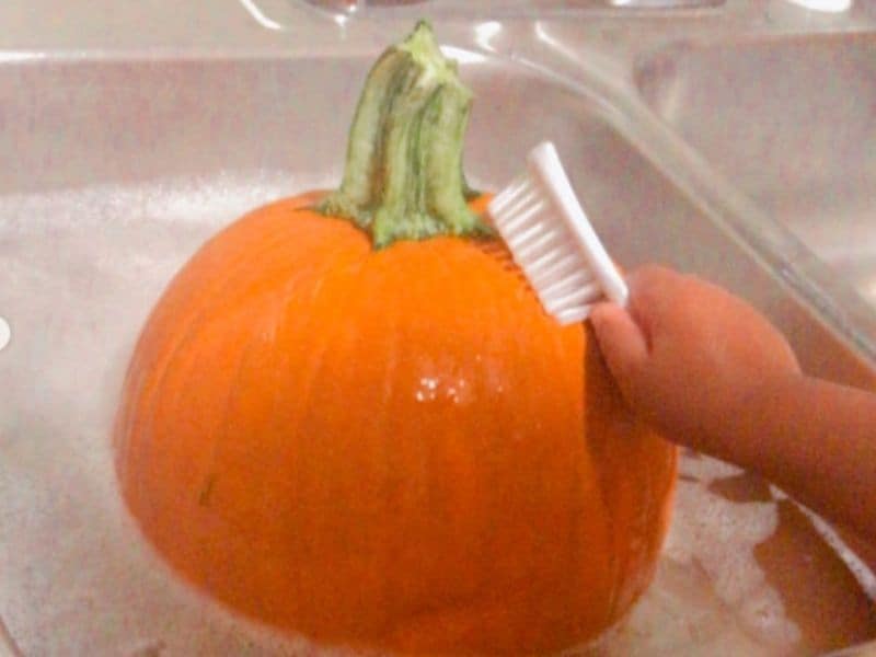 Pumpkin Brushing and Washing activity for kids
