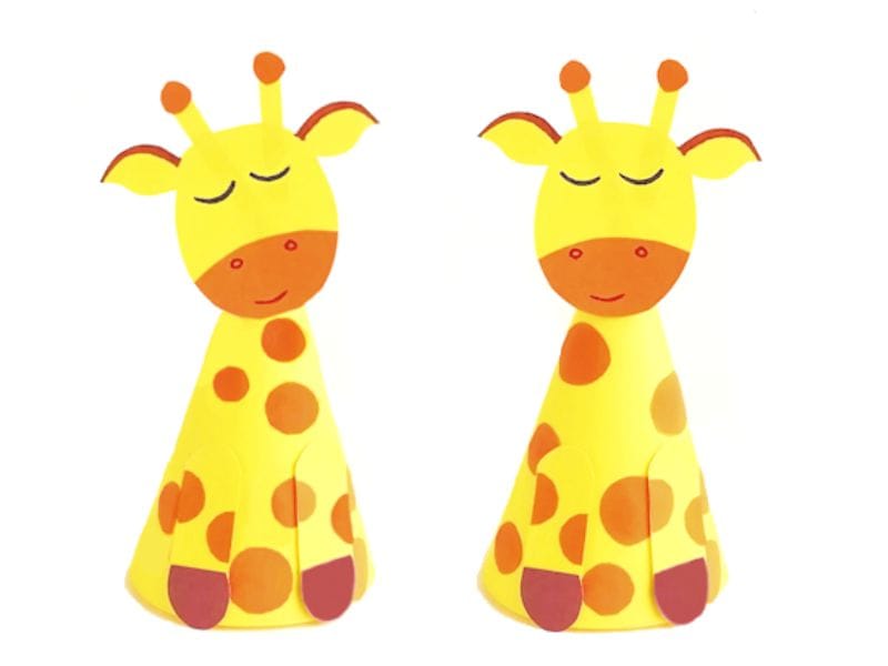 Paper Cone diy giraffe activities for kids