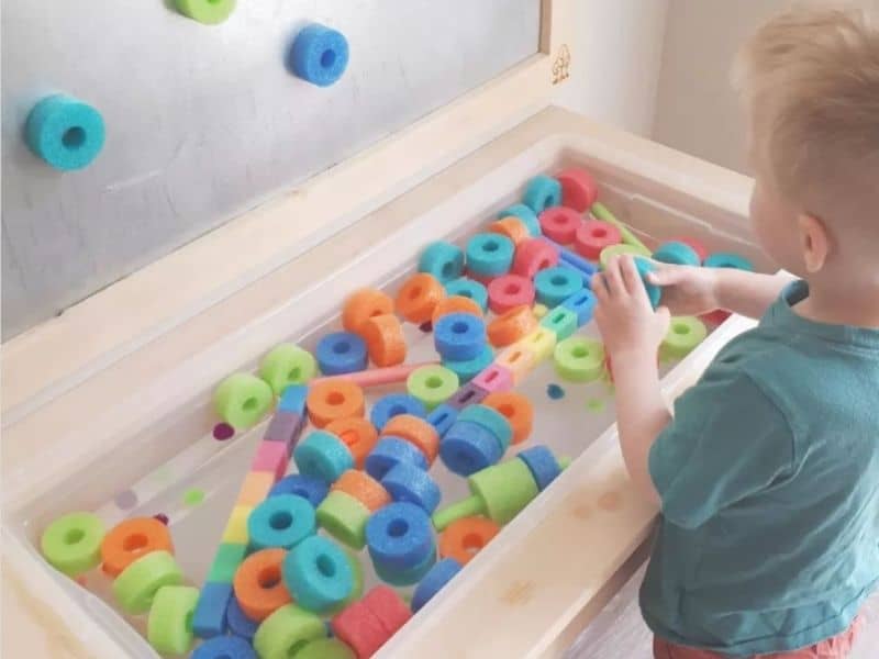 water activities for toddlers using foam pieces