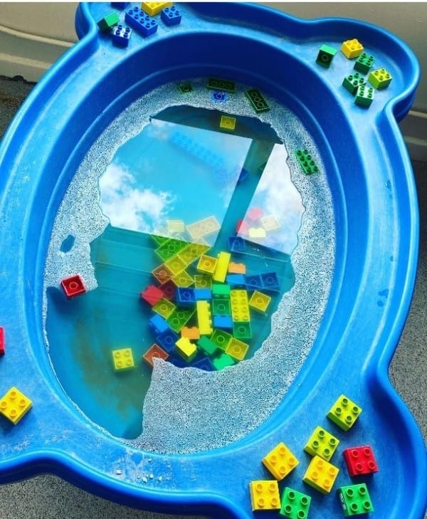 water activities for toddlers with Duplo Bricks