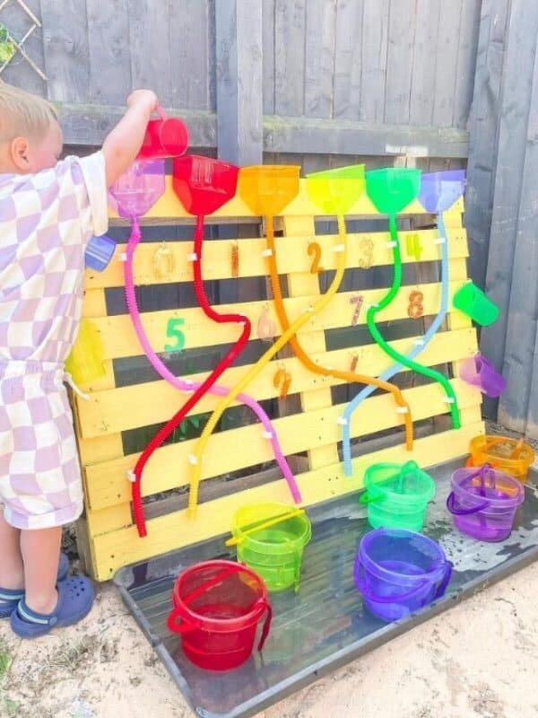 outdoor DIY wall water activity for kids