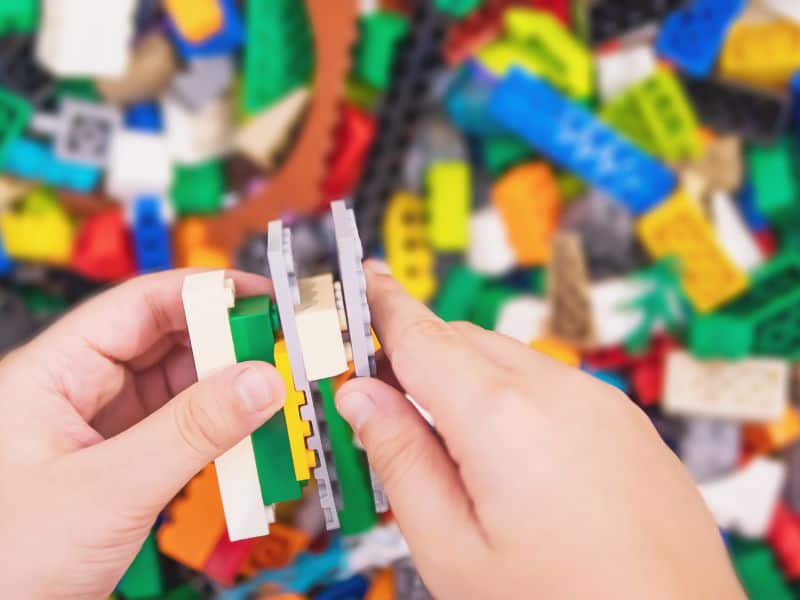 lego building activity with the kids