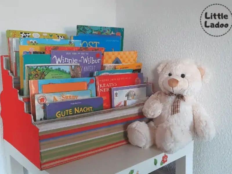 DIY Cardboard Nursery Bookshelf