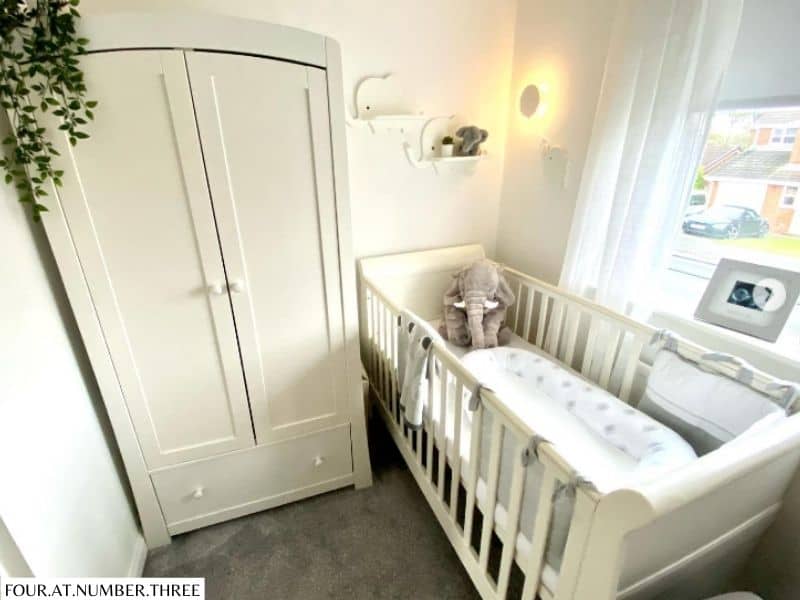 all white small nursery baby room idea