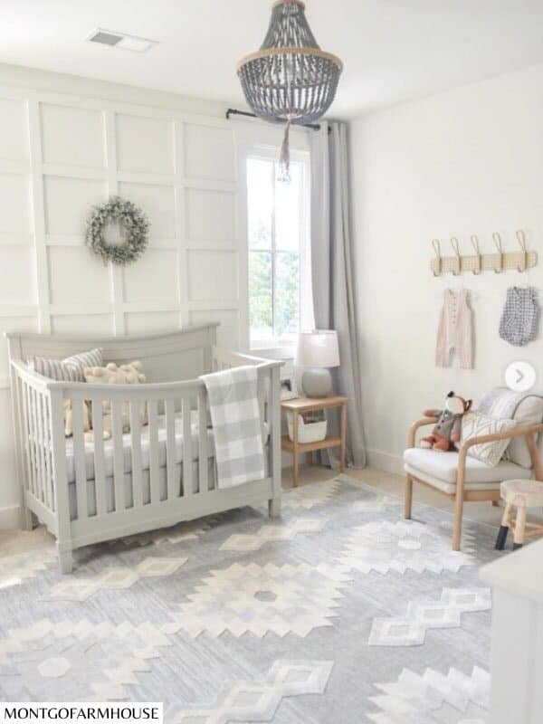 white and grey baby room