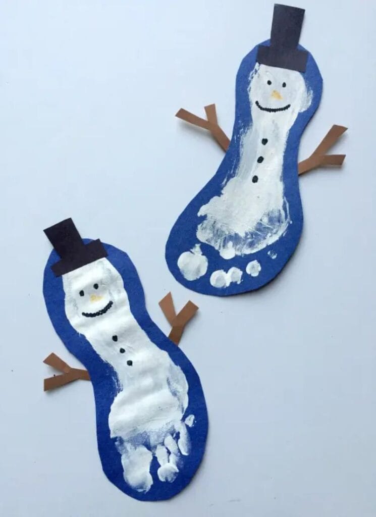 snowmen footprint ornament crafts