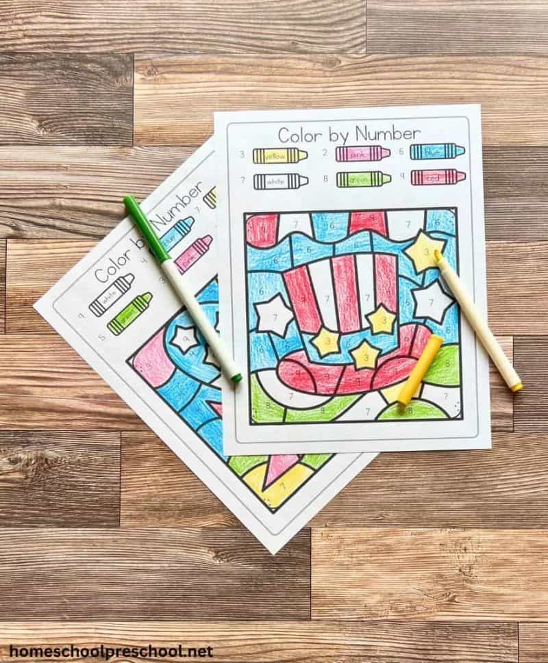 color by number 4th of July Crafts